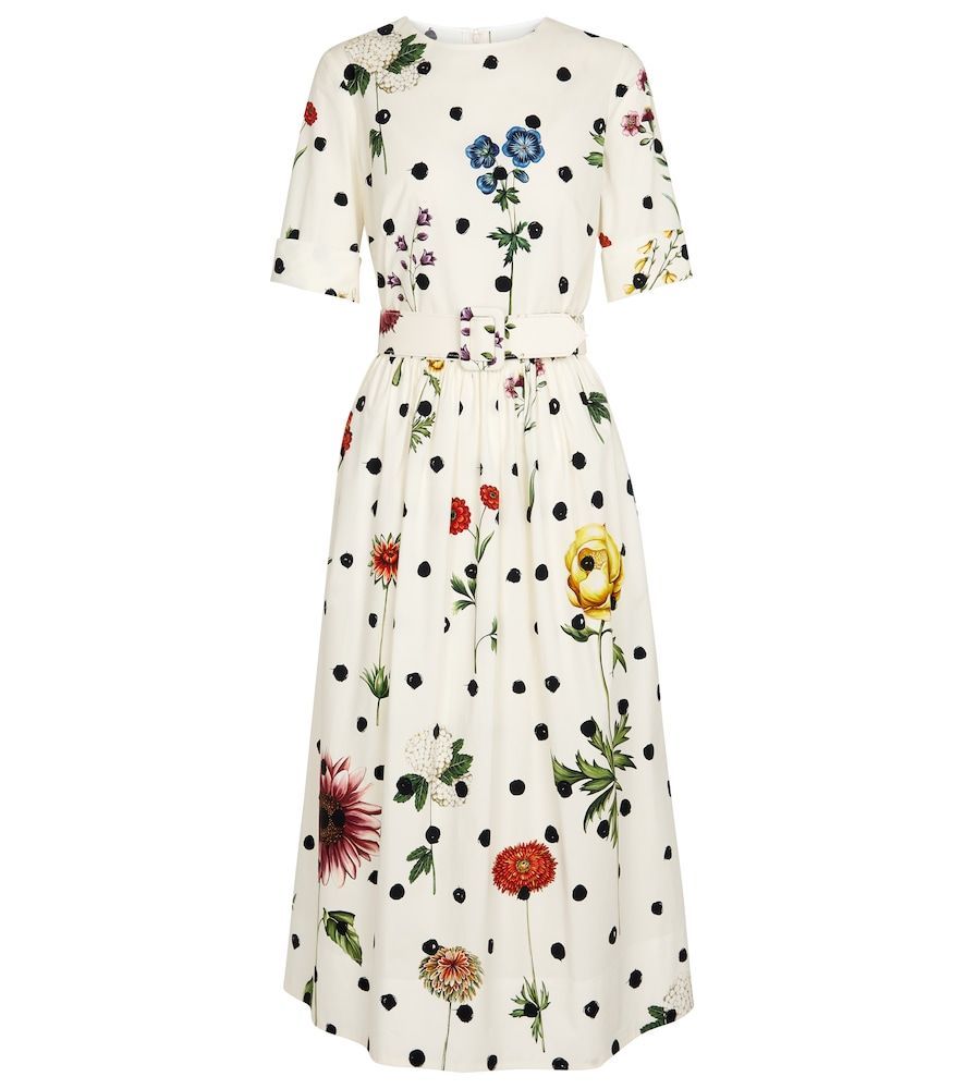 Floral stretch-cotton midi dress