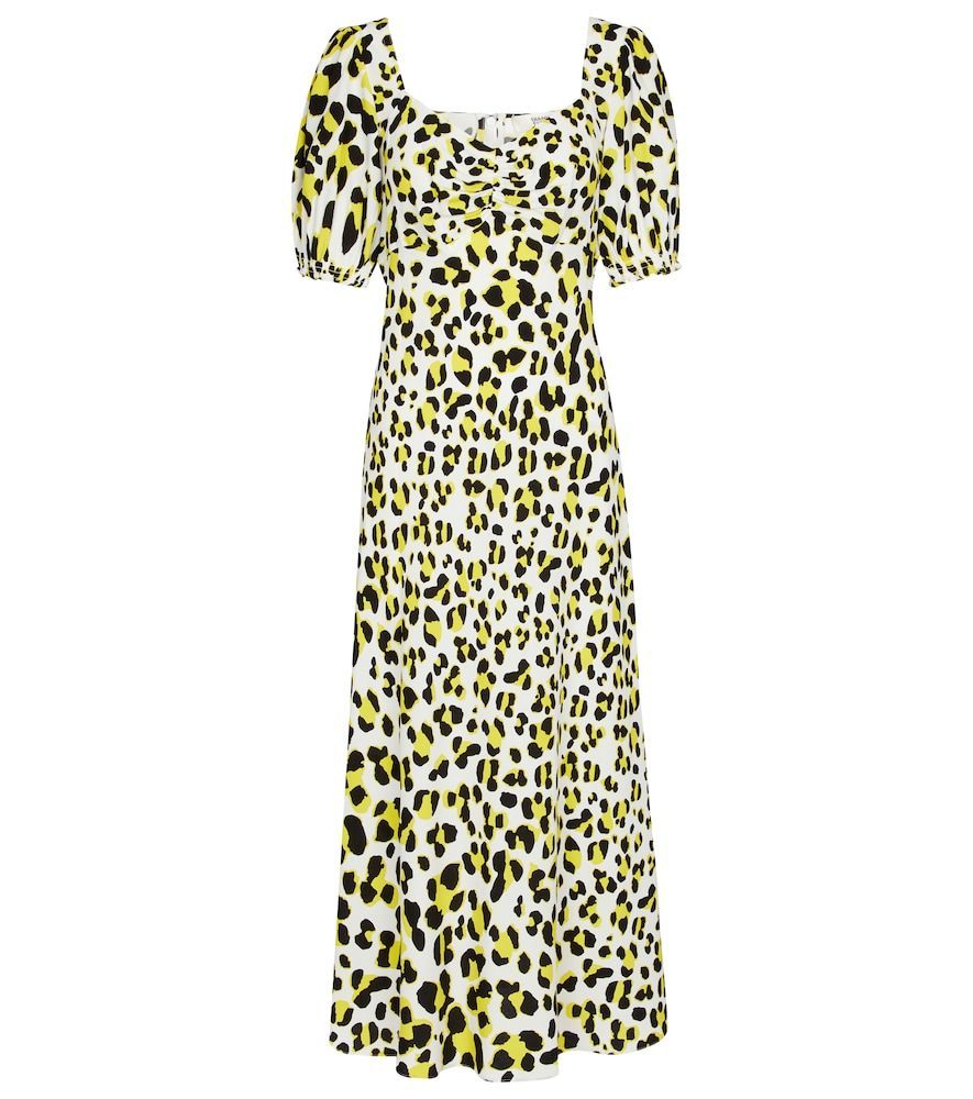 Jade leopard-print crêpe midi dress