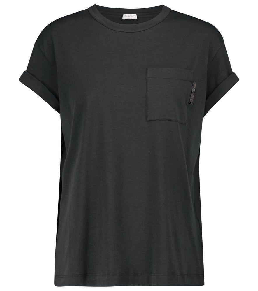 Embellished stretch-cotton T-shirt