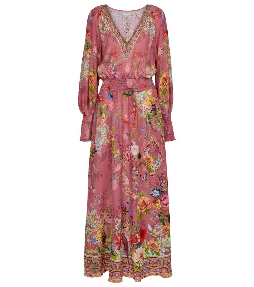 Embellished printed silk maxi dress