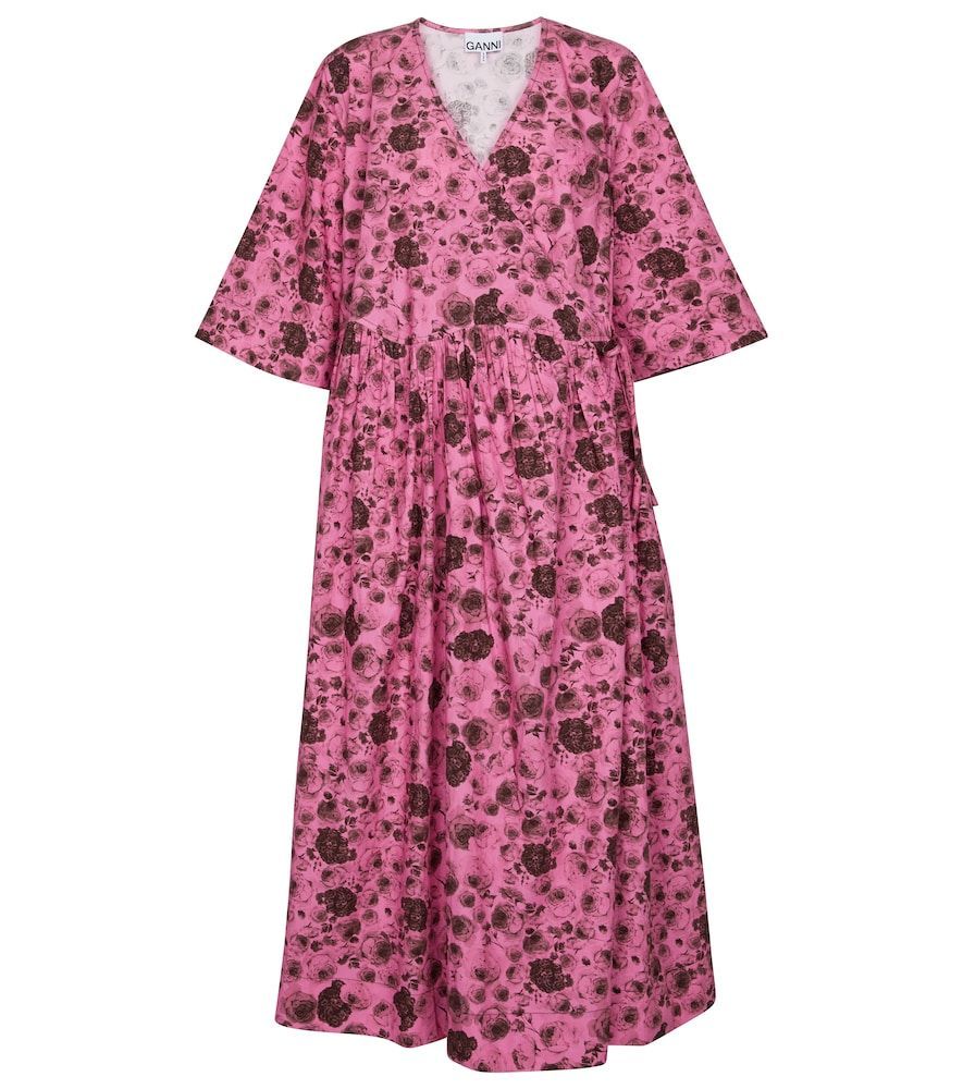 Floral cotton poplin midi dress