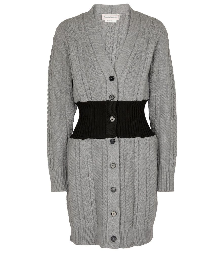 Wool and cashmere cardigan minidress