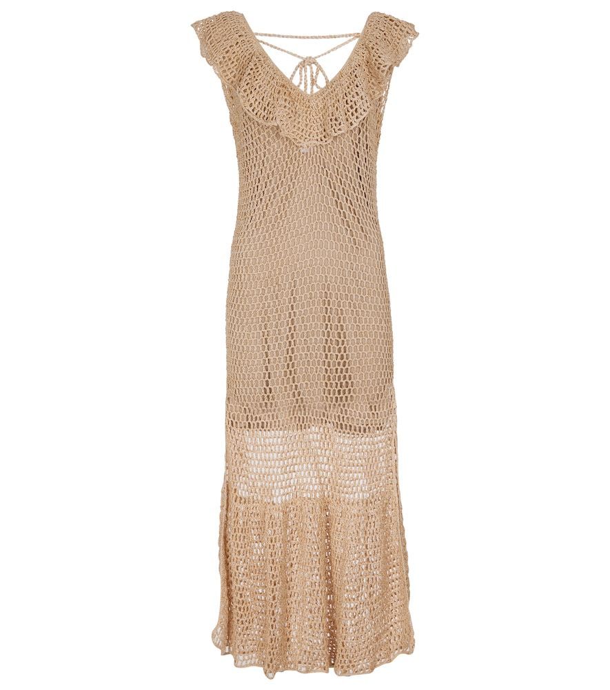 Gold Frill crochet cotton maxi dress