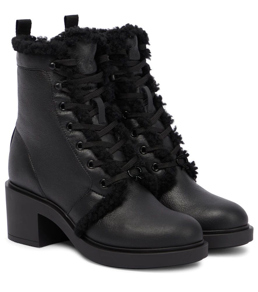 Shearling-lined leather ankle boots