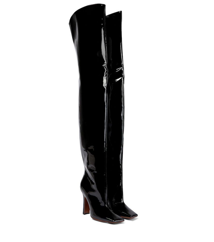 Boomerang leather over-the-knee boots