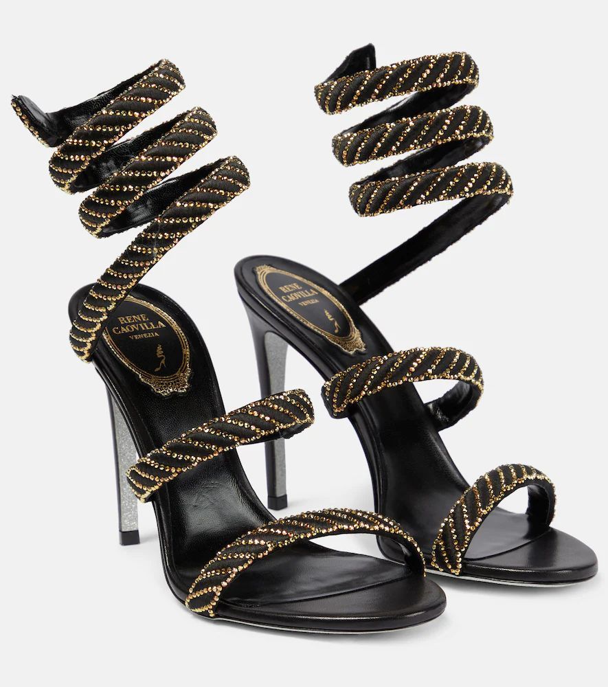 Braided embellished satin sandals