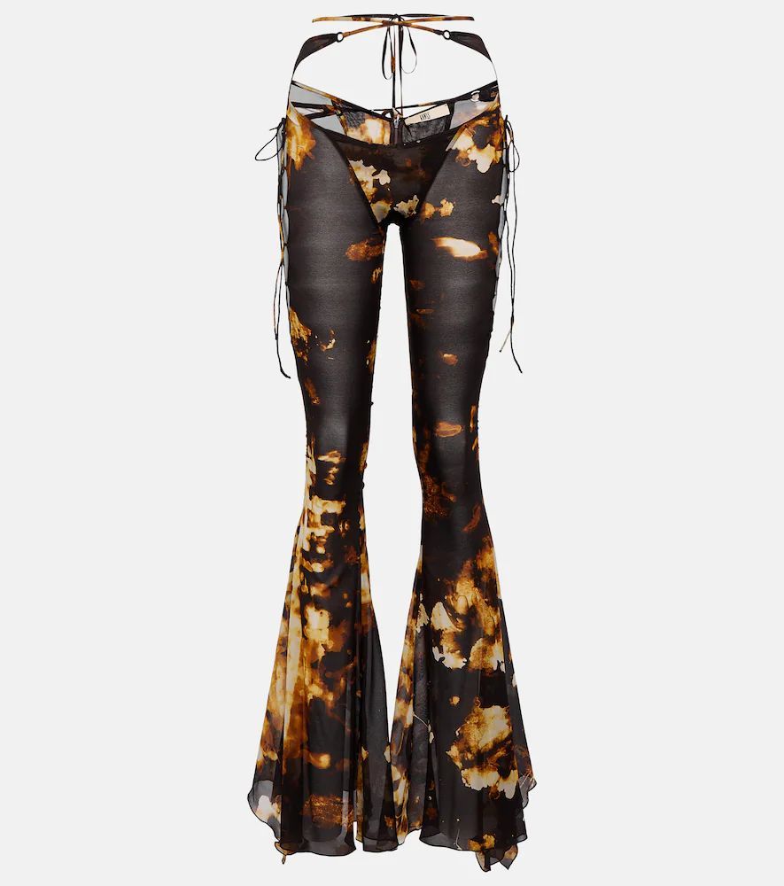 Printed low-rise flared pants