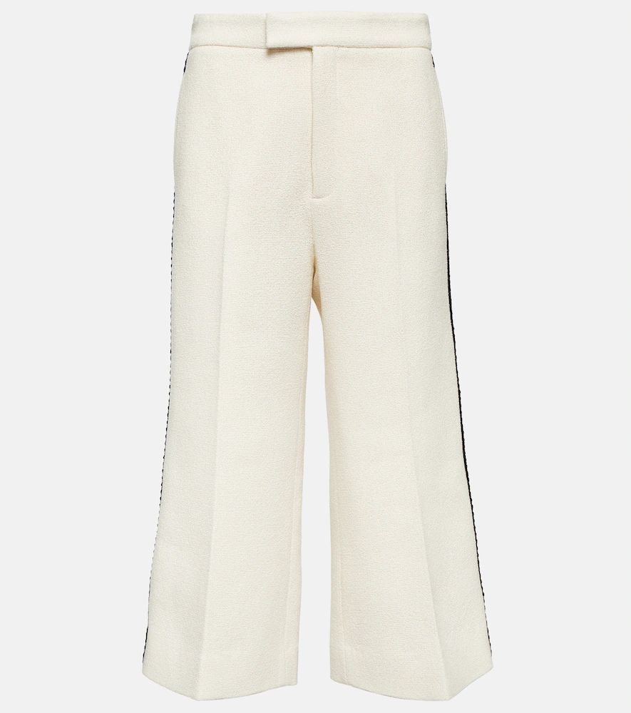 Trimmed wide-leg wool-blend pants