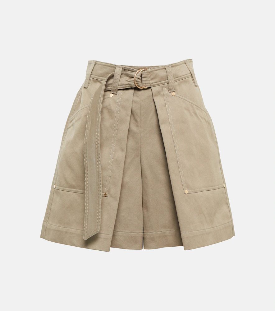 Belted cotton Bermuda shorts