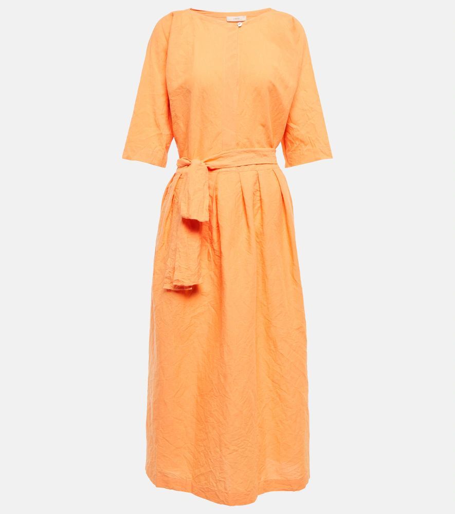 Belted linen and cotton dress