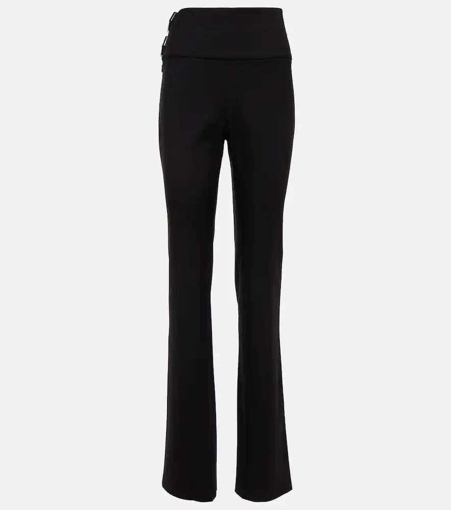 Belted straight wool pants