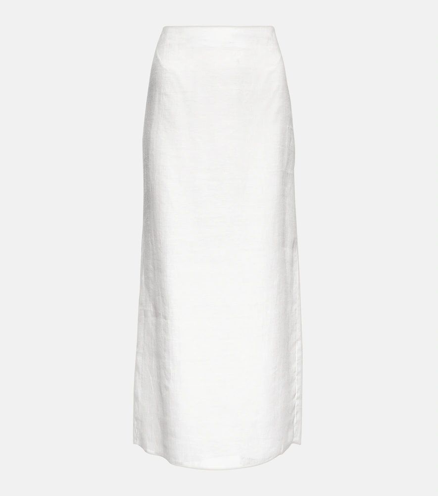 Berth high-rise linen maxi skirt