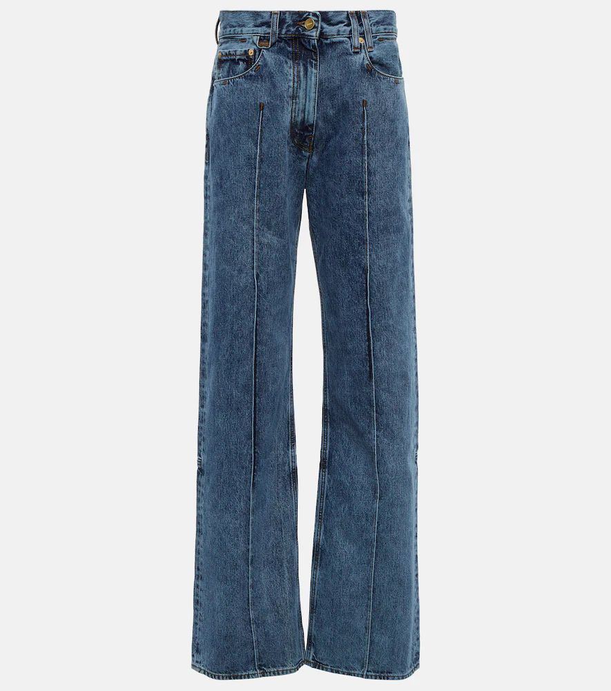 Bordado high-rise wide-leg jeans