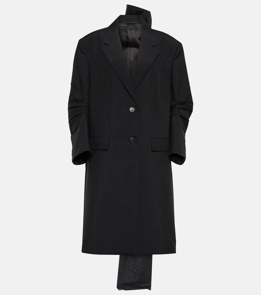 Bow-detail mohair coat