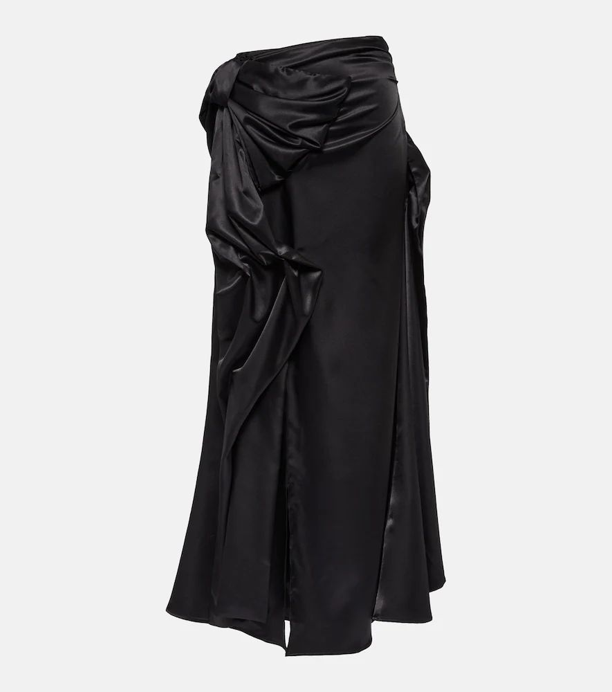 Bow-detail satin maxi skirt