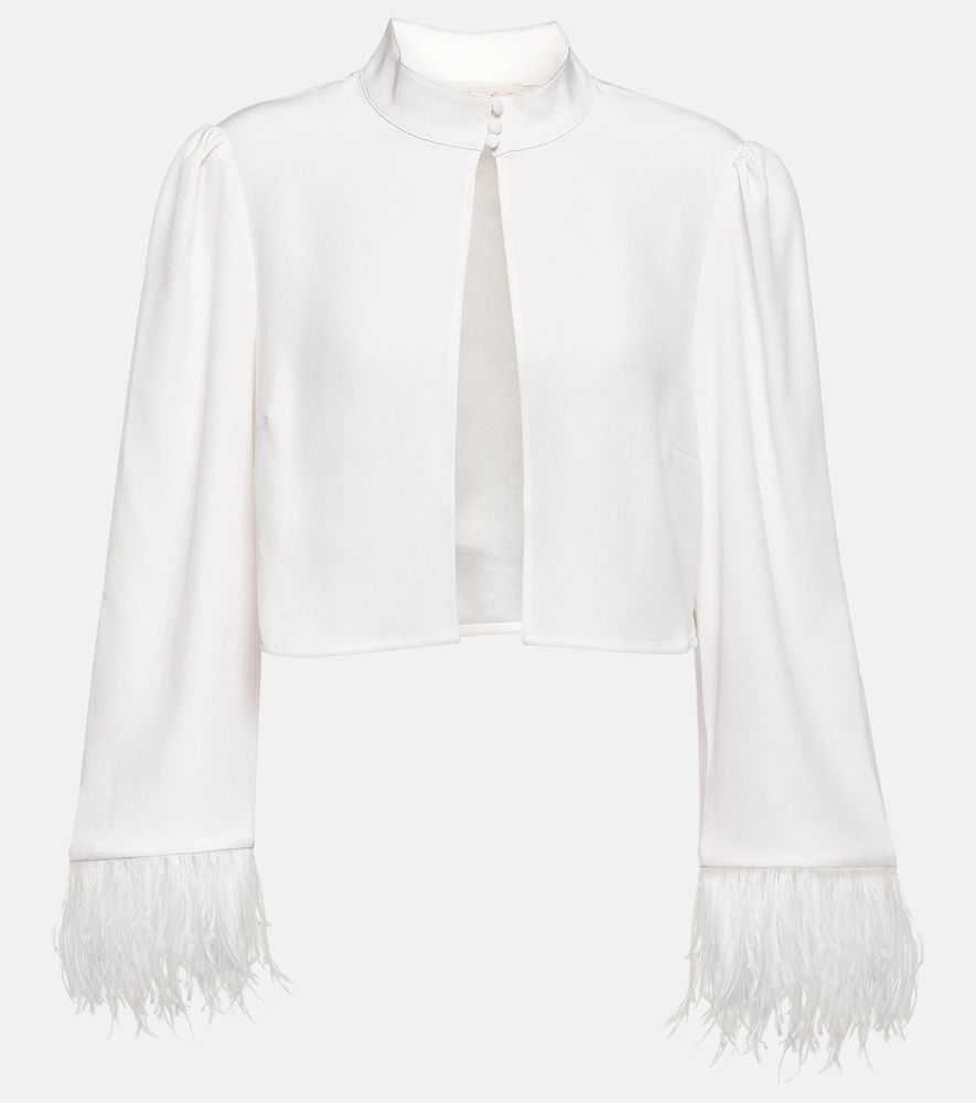 Bridal Addison feather-trimmed jacket