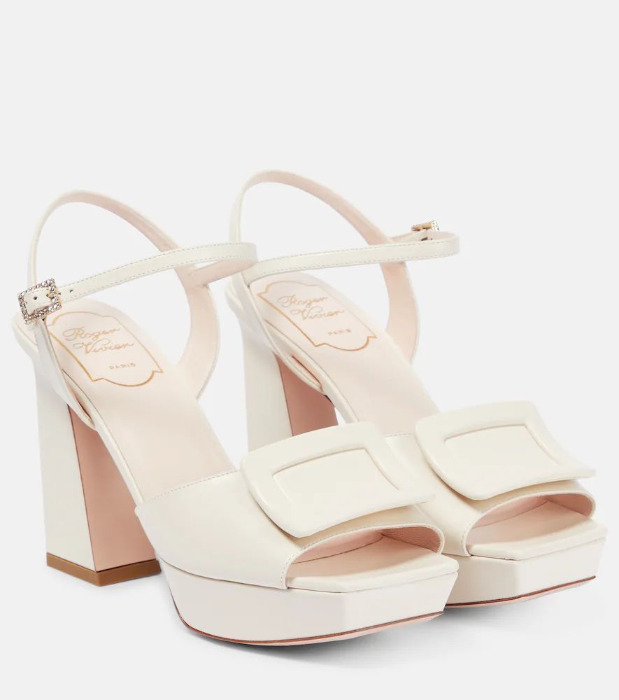 Buckle leather platform sandals