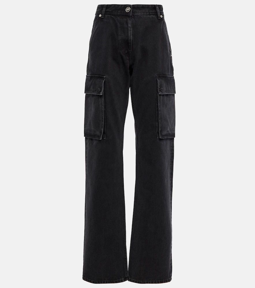 Cargo high-rise straight jeans