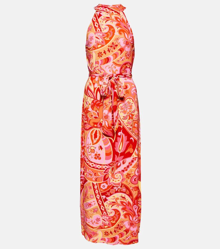 Celeste printed crêpe de chine midi dress