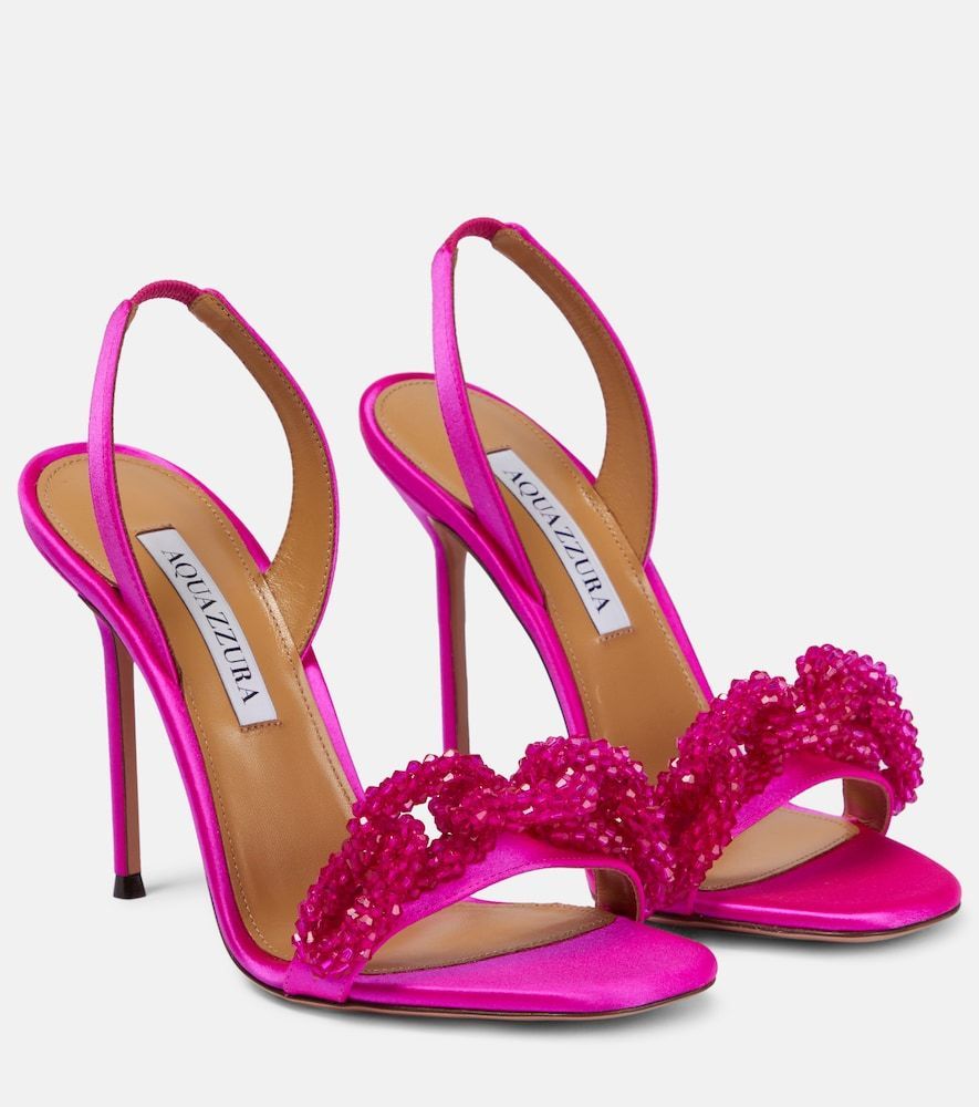 Chain of Love embellished satin sandals