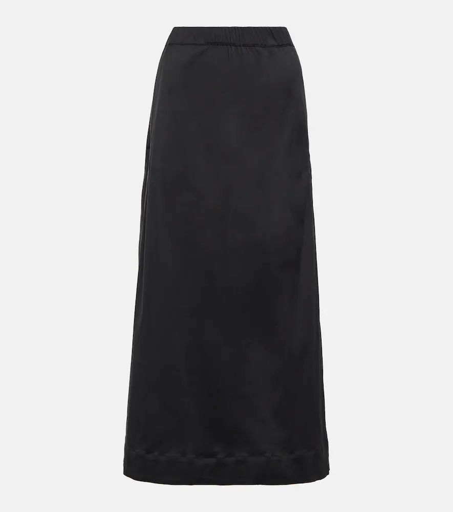 Cotton-blend poplin maxi skirt