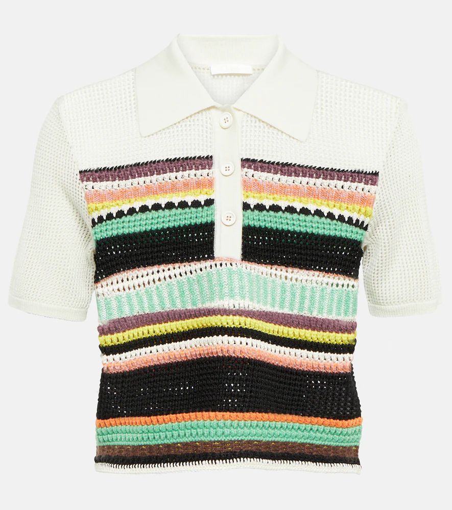 Cropped wool polo shirt