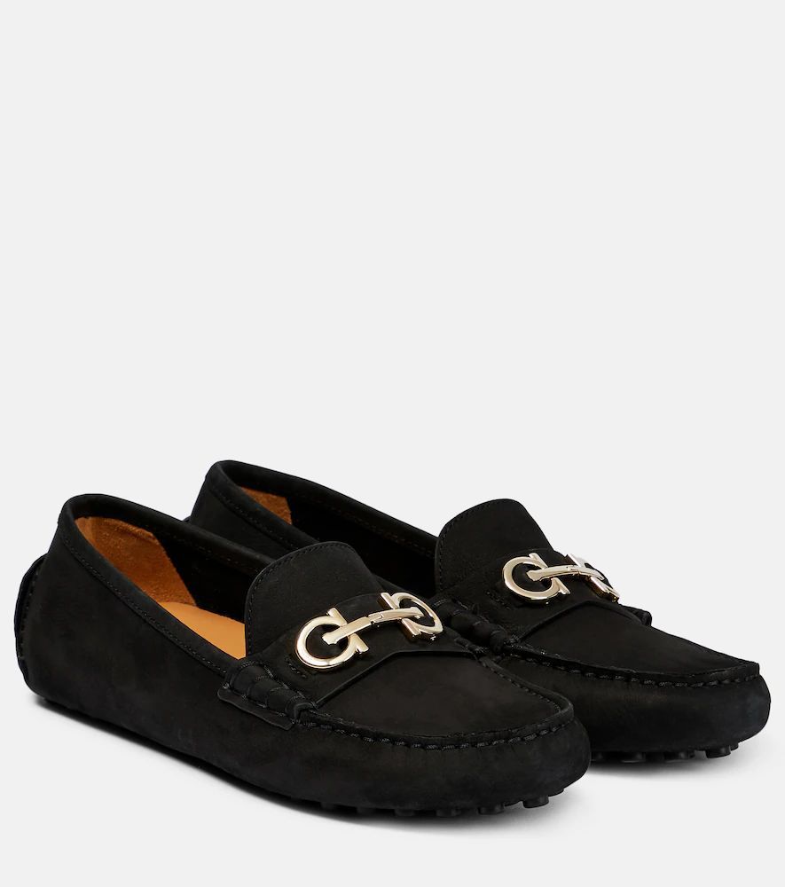 Double Gancini suede loafers