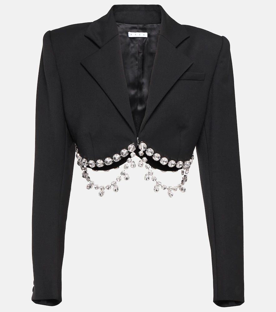 Embellished cropped wool blazer