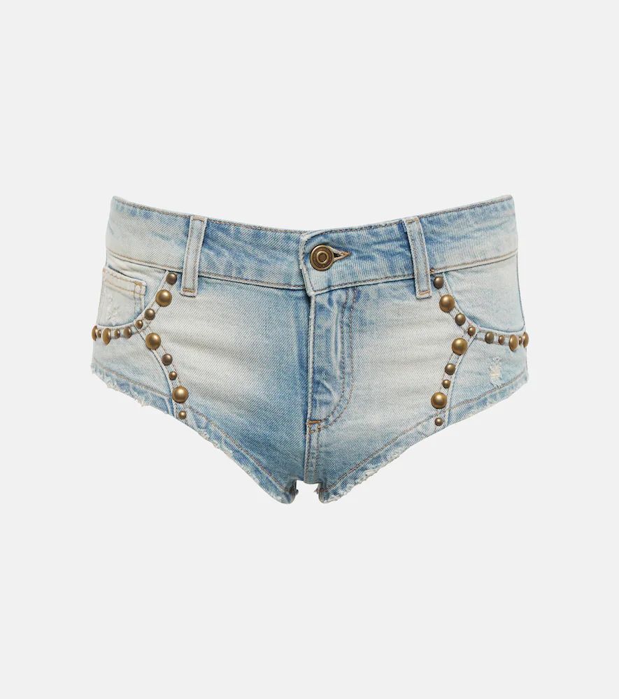 Embellished denim shorts