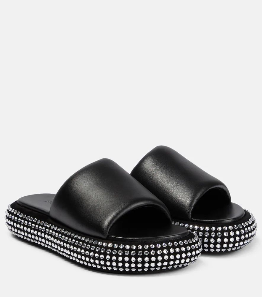 Embellished leather platform sandals