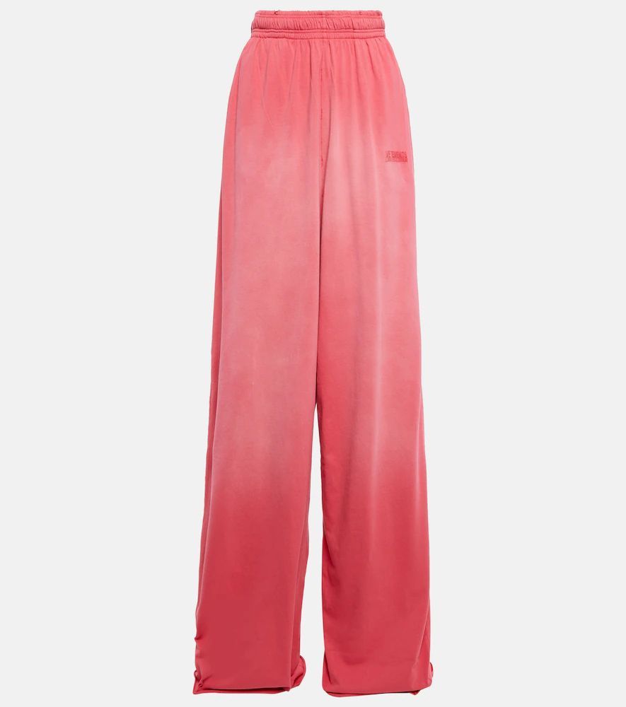 Embroidered mid-rise straight cotton track pants