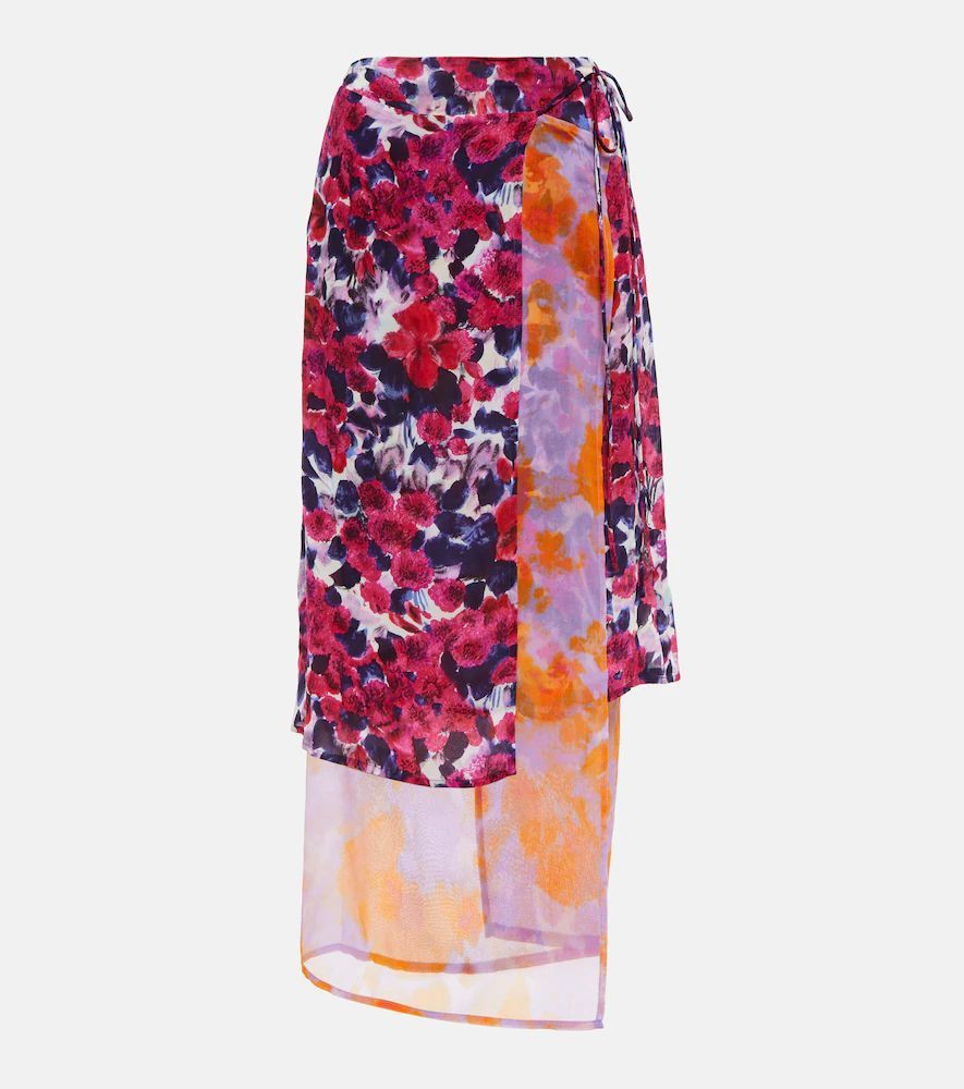 Floral wrap midi skirt