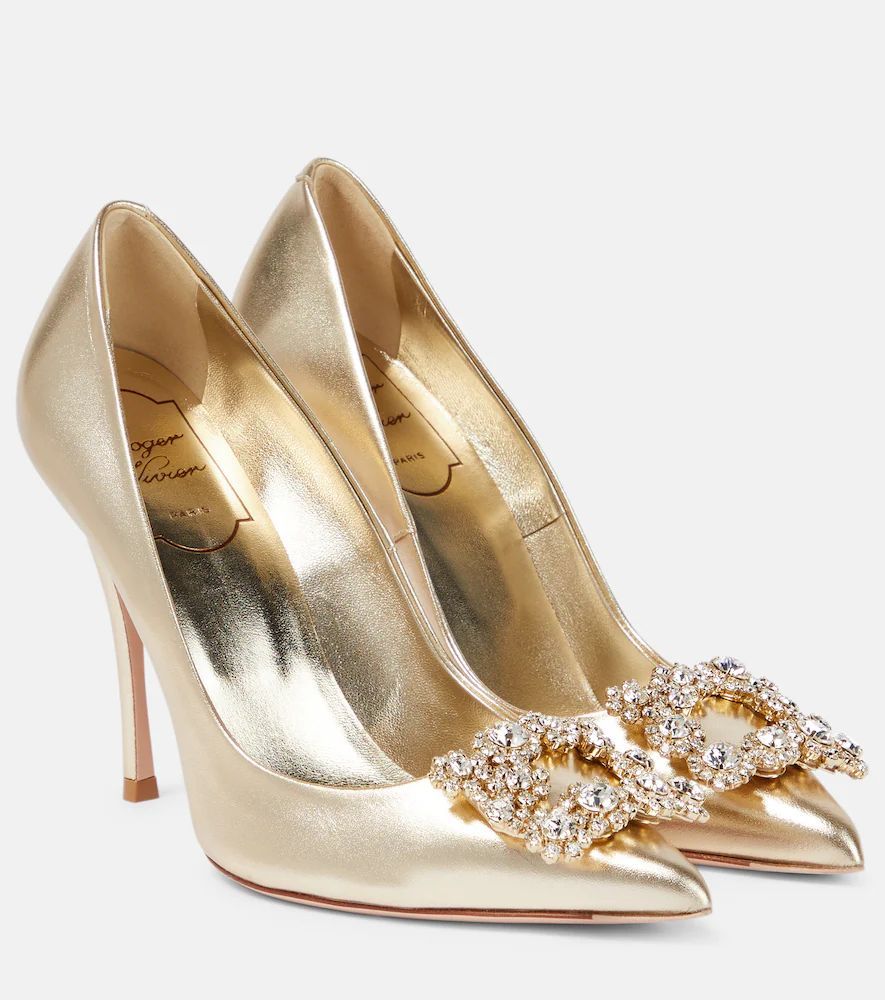 Flower Strass leather pumps