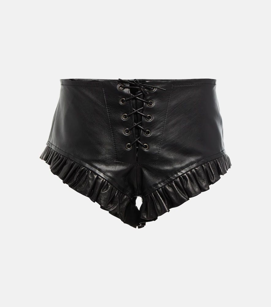 Geva low-rise leather shorts