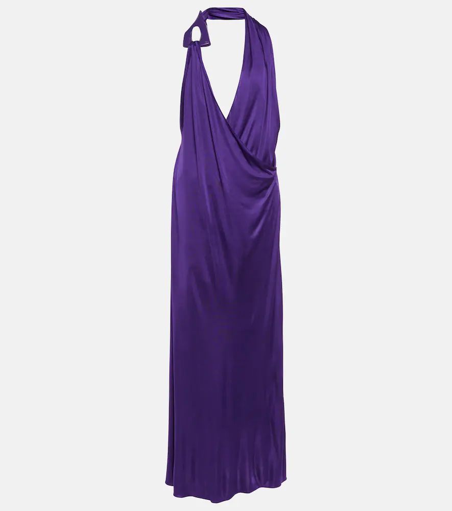 Halterneck jersey gown