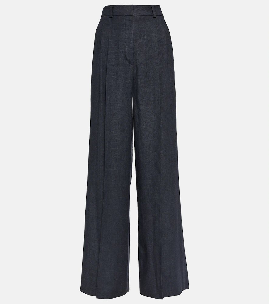 High-rise linen and wool pants