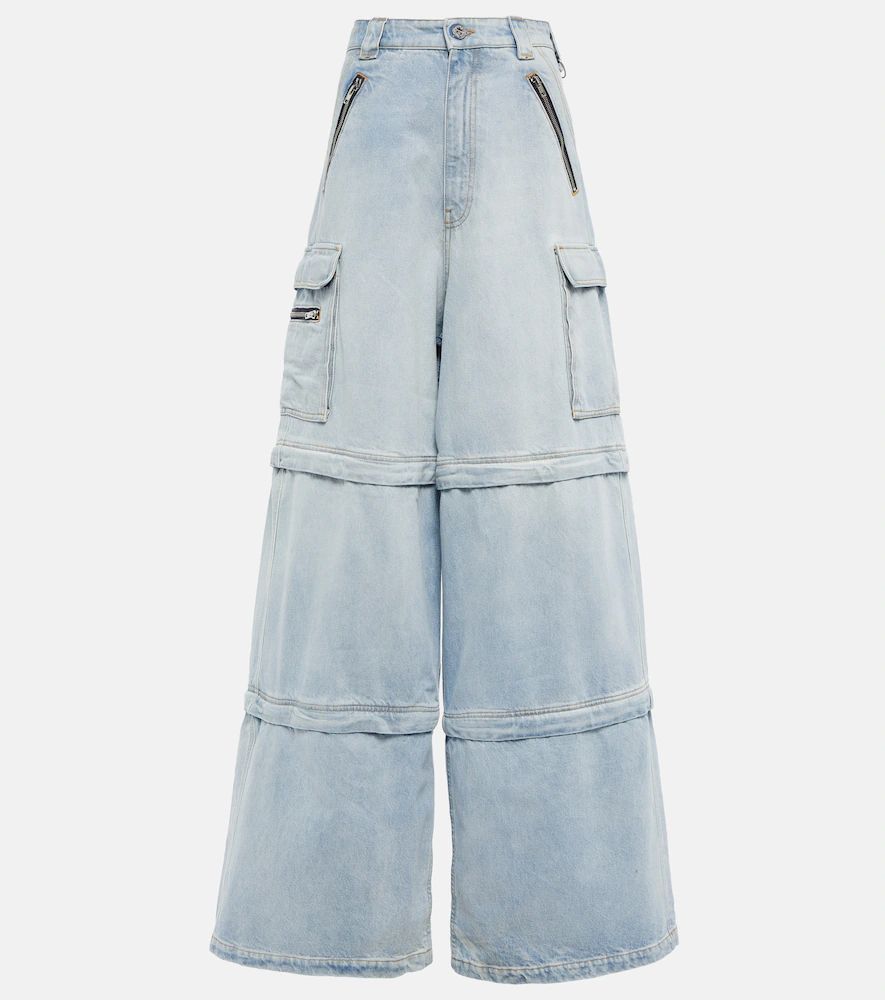 High-rise wide-leg cargo jeans