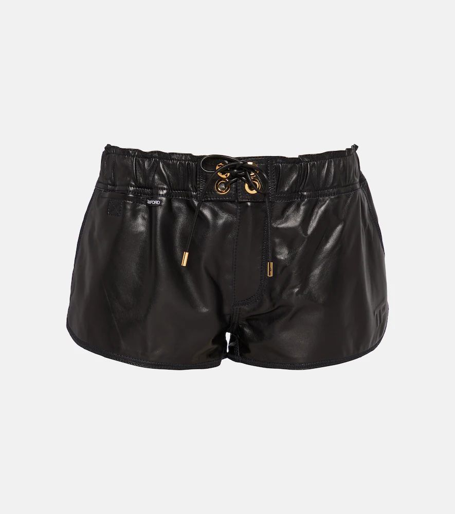 Leather micro shorts