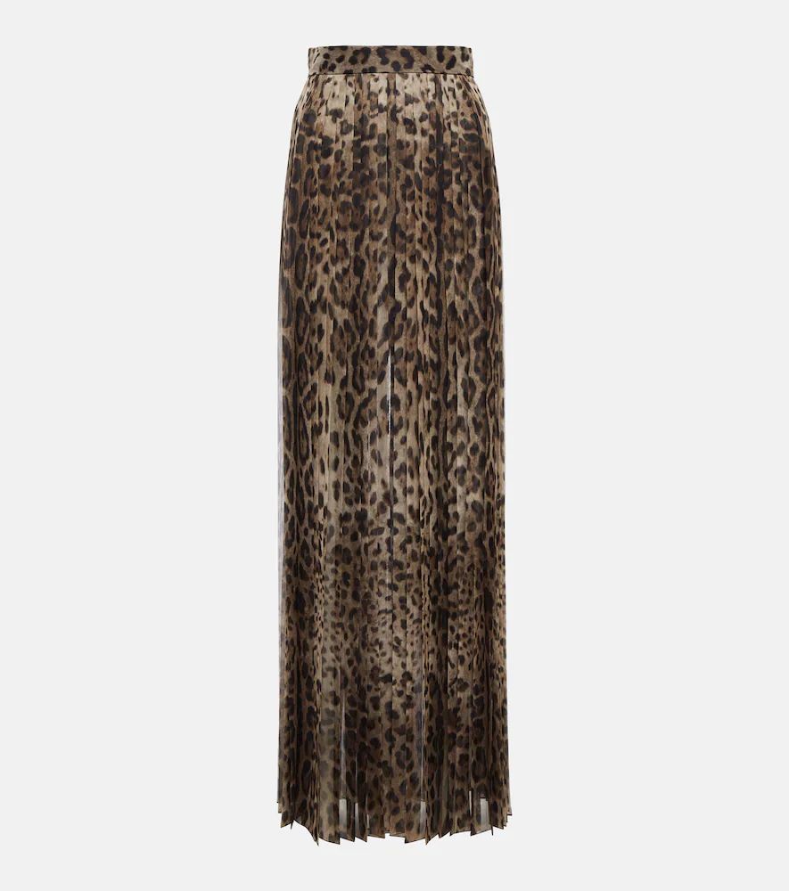 Leopard-print high-rise maxi skirt