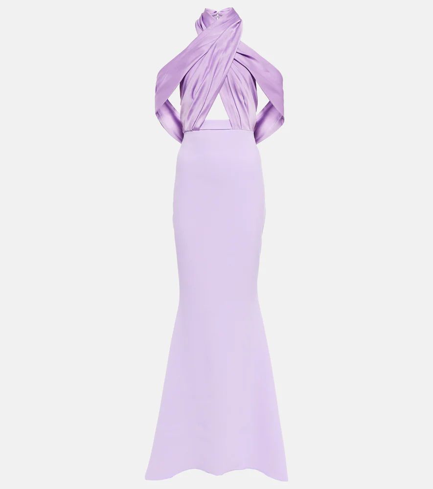 Louella crêpe and satin halterneck gown