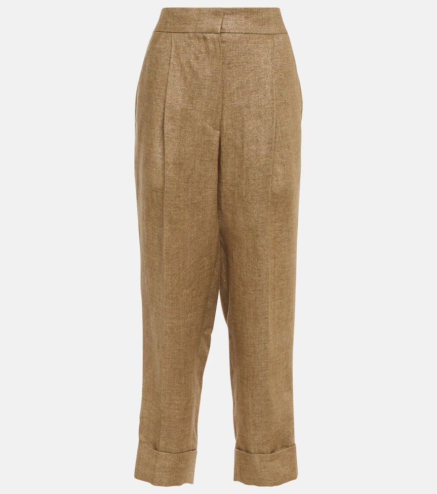 Mid-rise tapered linen pants