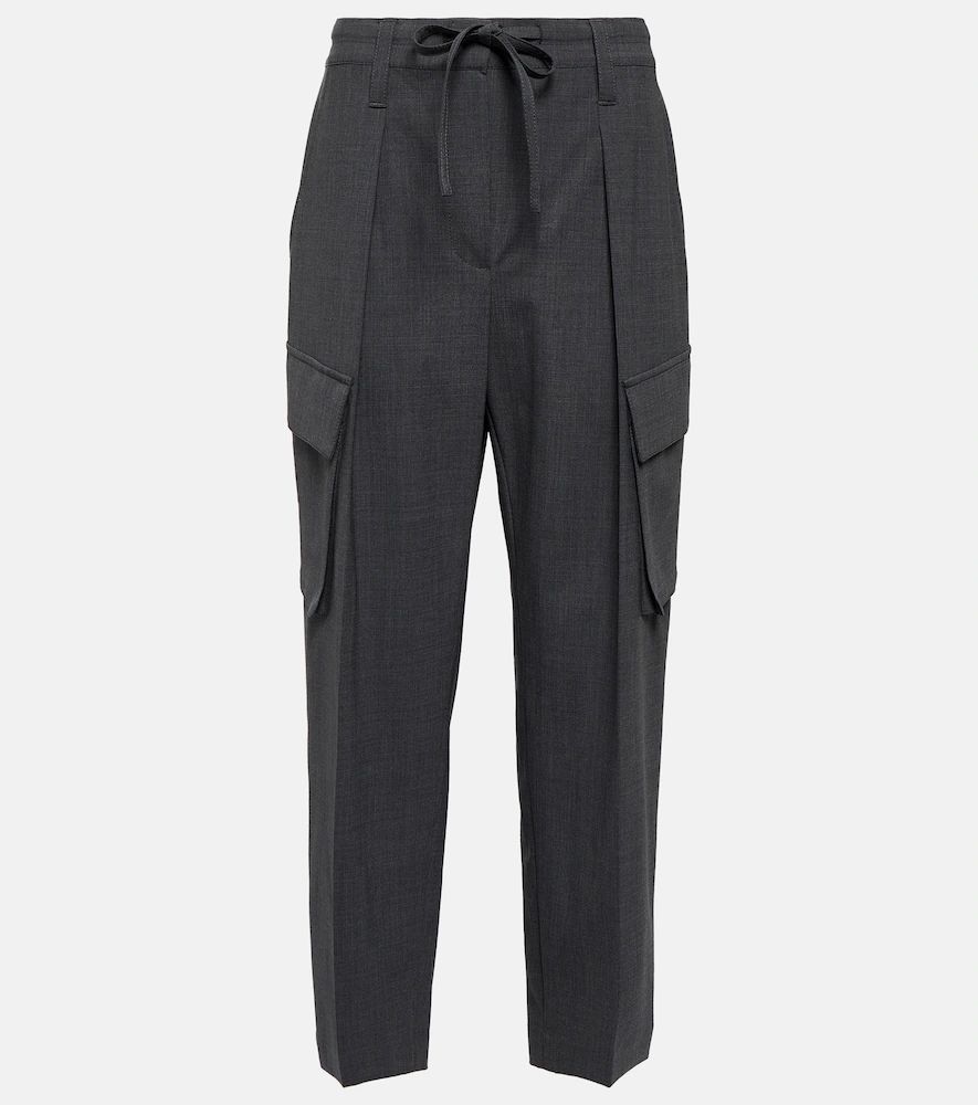 Mid-rise tapered wool-blend pants