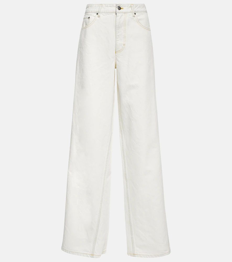 Mid-rise wide-leg cotton pants