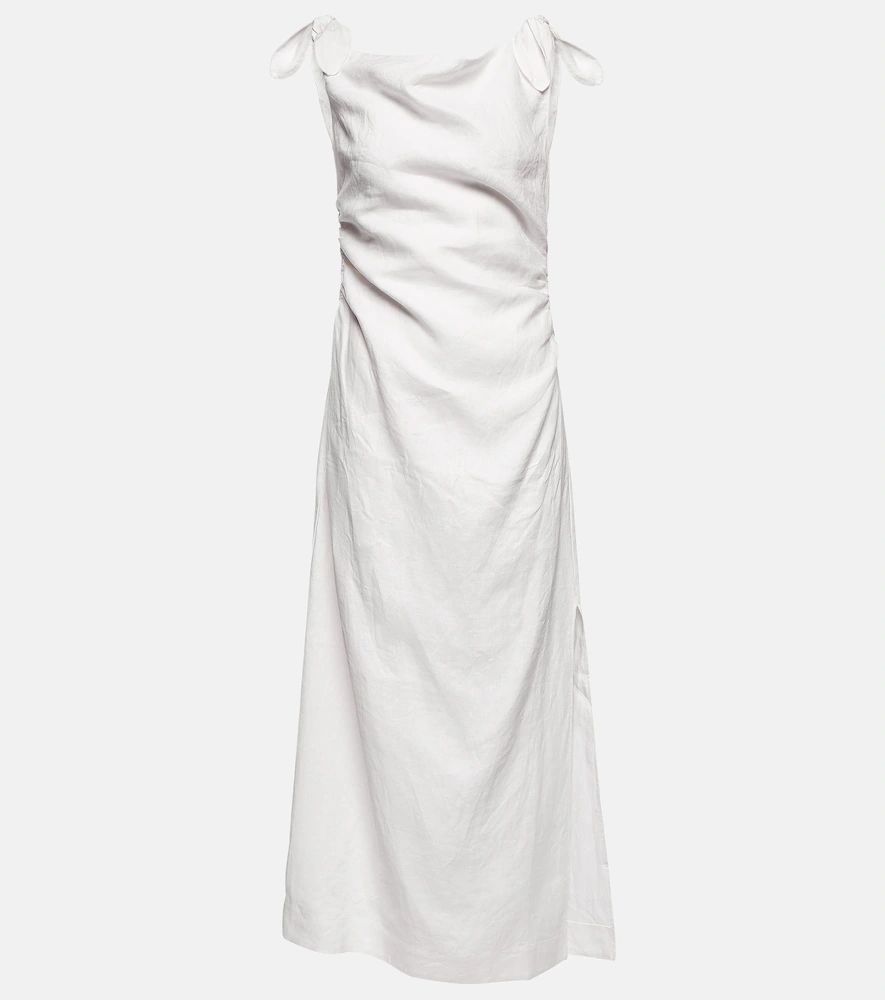One-shoulder linen maxi dress