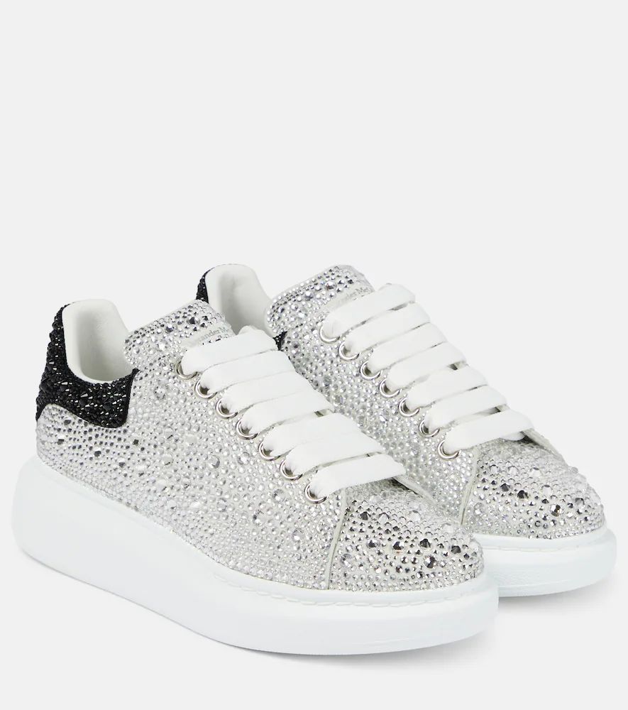 Oversized crystal-embellished leather sneakers