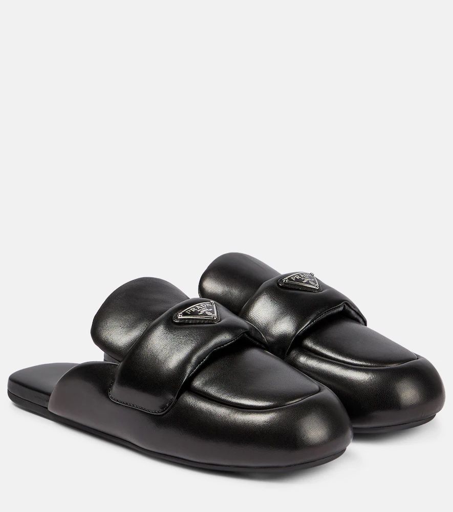 Padded leather slippers