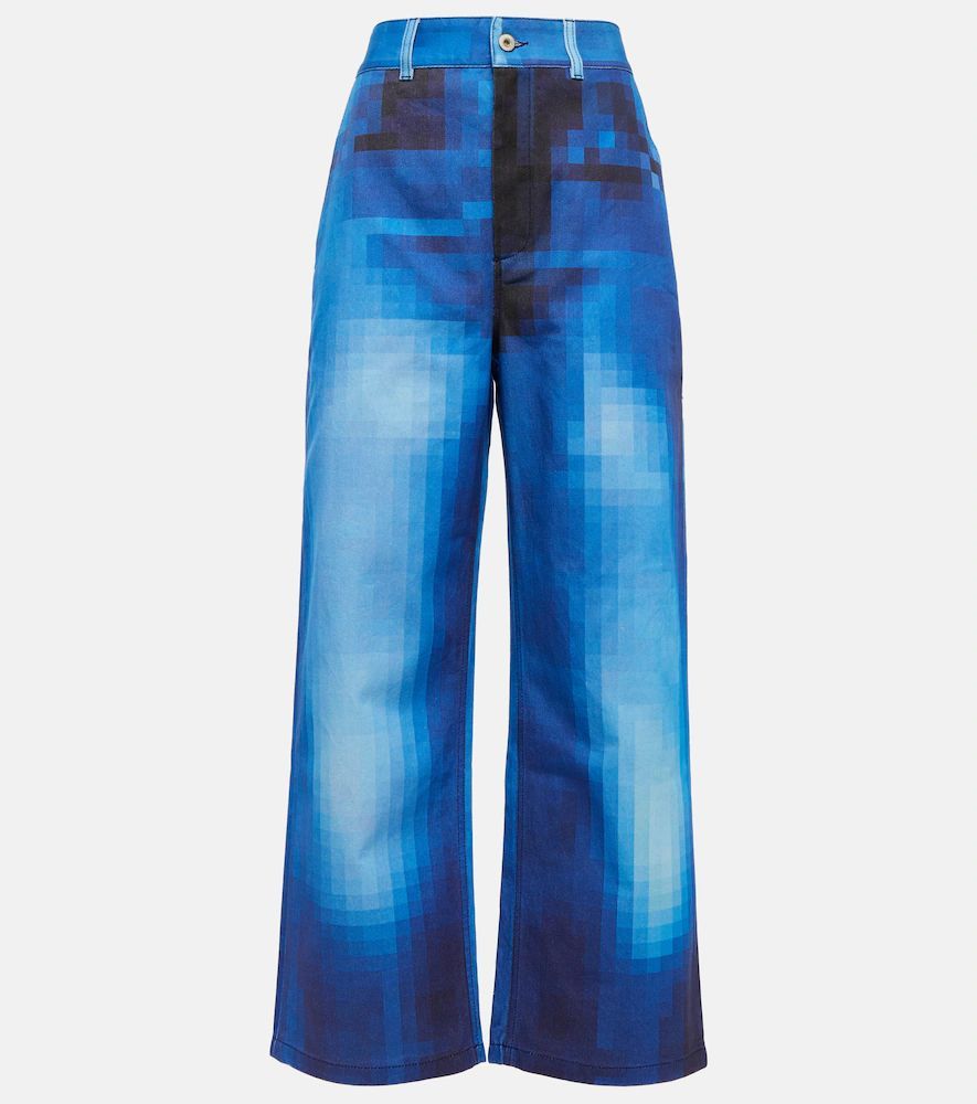 Pixelated high-rise straight jeans