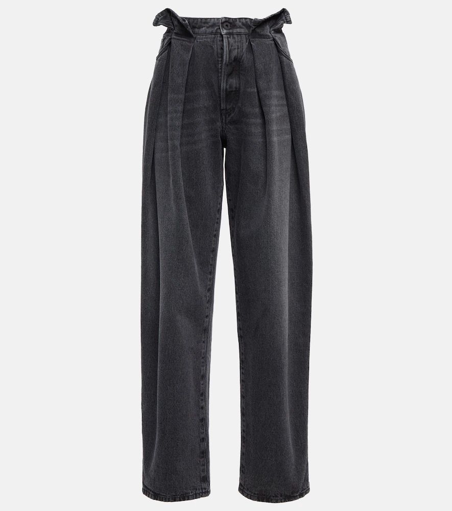 Pleated high-rise jeans