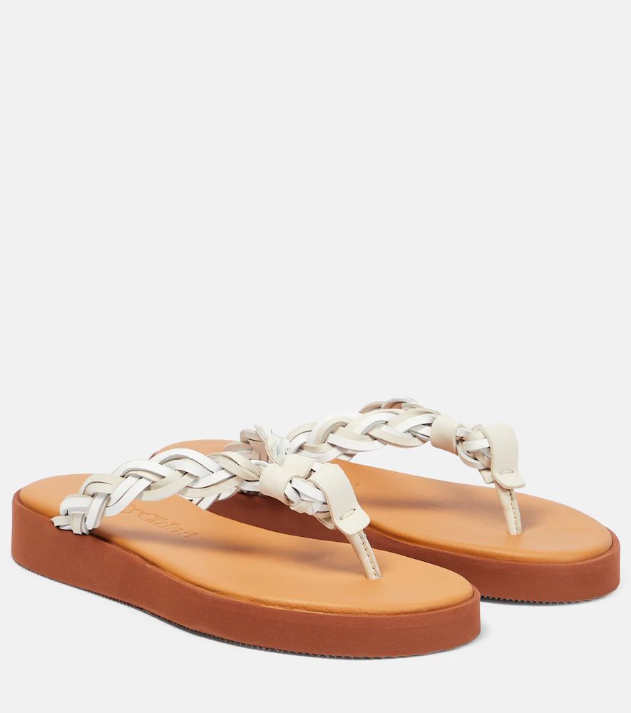 Pompoms leather sandals