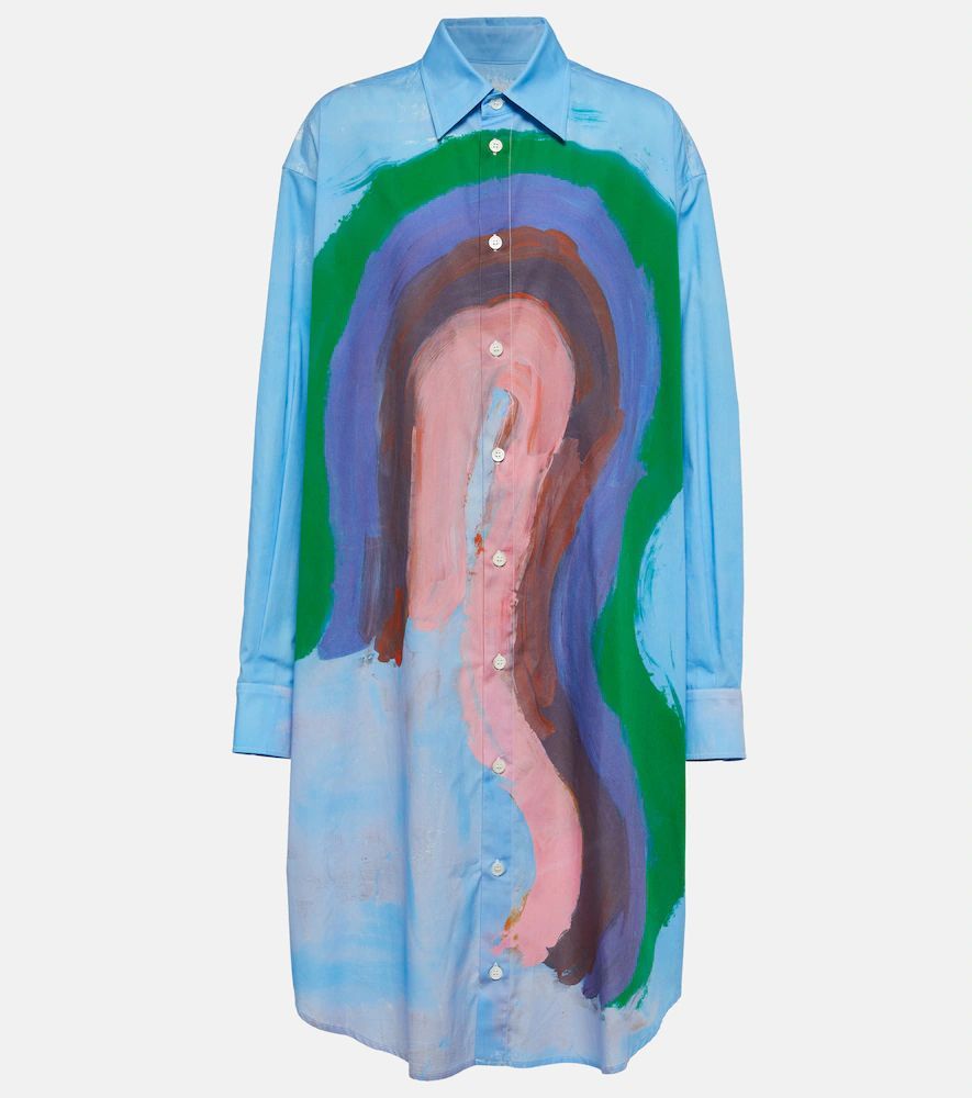 Printed cotton poplin shirt dress